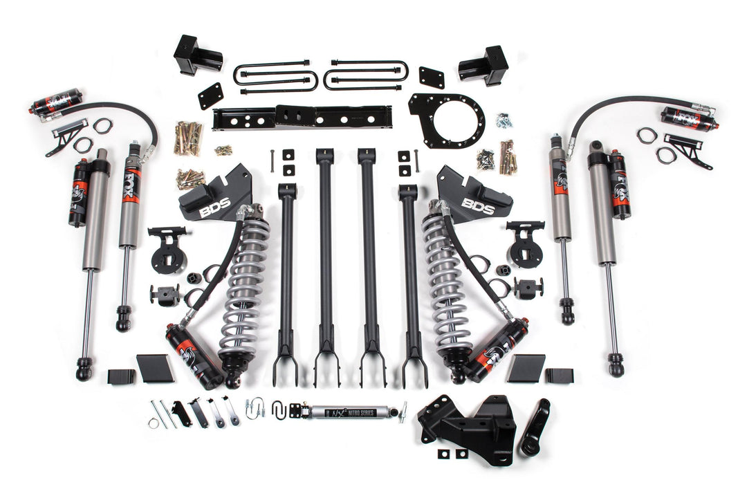 6 Inch Lift Kit w/ 4-Link FOX 2.5 Performance Elite Coil-Over Conversion Ford F250/F350 Super Duty 17-19 4WD Diesel Block Kit BDS1979FPE