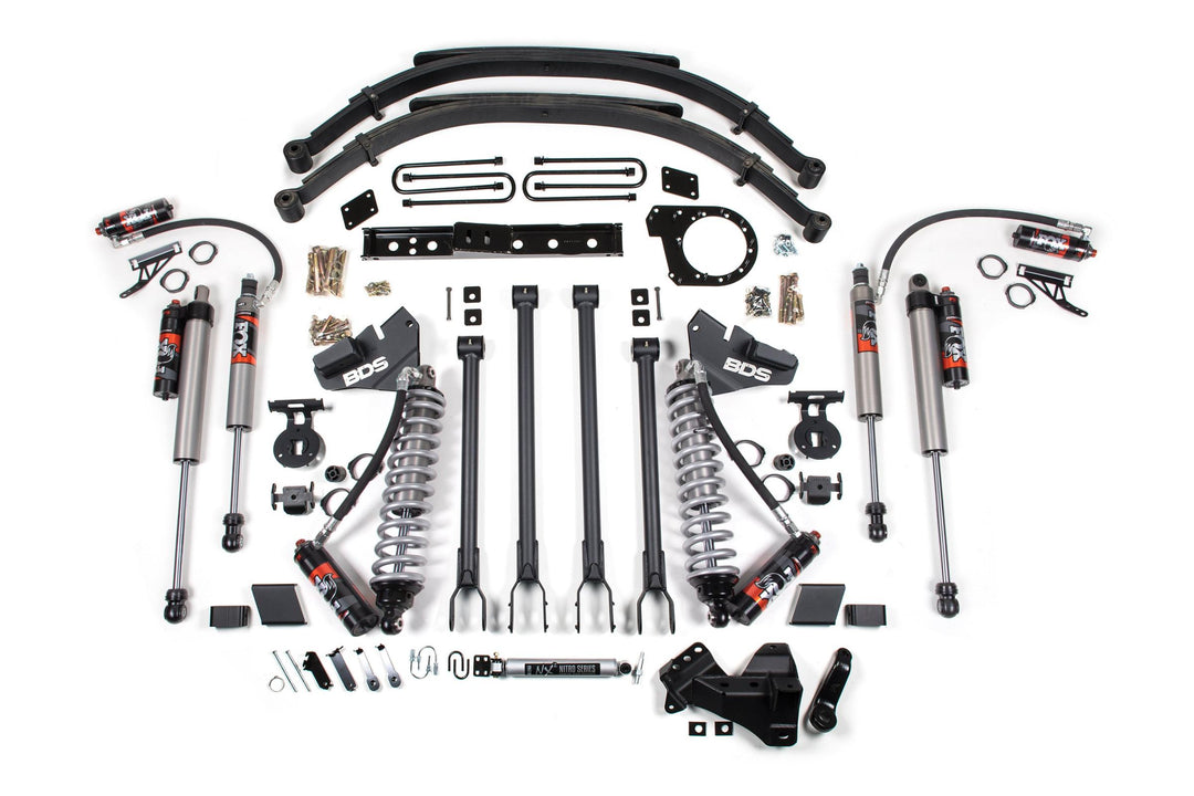 7 Inch Lift Kit w/ 4-Link FOX 2.5 Performance Elite Coil-Over Conversion Ford F250/F350 Super Duty 20-22 4WD Diesel Leaf Springs BDS1986FPE