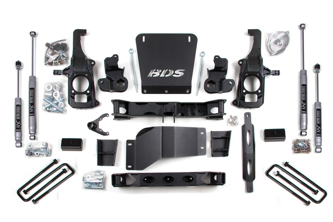 6.5 Inch Lift Kit Silverado/Sierra 2500HD/3500 11-19 2/4WD 3 Inch Block with Overload Fox 2.0 Performance BDS199FS