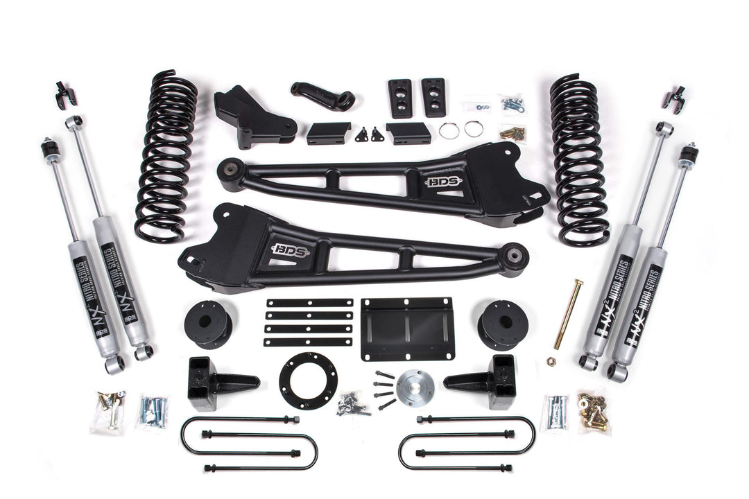 5.5 Inch Lift Kit w/ Radius Arm Ram 3500 w/ Rear Air Ride 13-18 4WD Gas Fox 2.0 Performance Shocks BDS2107FS