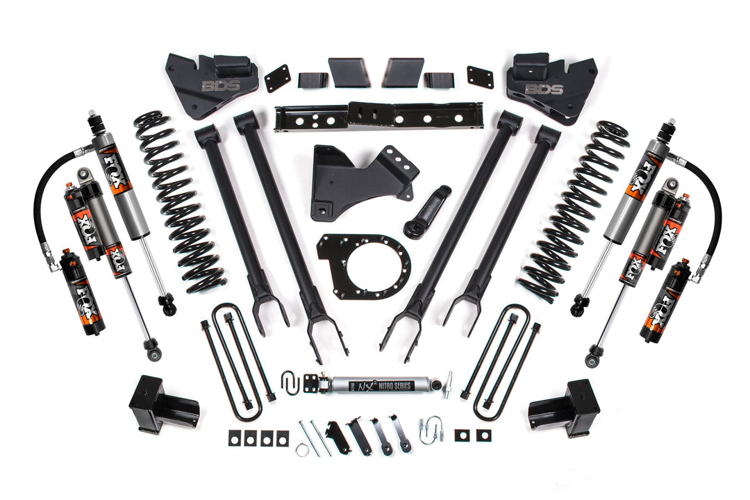 6 Inch Lift Kit 4-Link Conversion Ford F250/F350 Super Duty 17-19 4WD Diesel 5 Inch Block w/3 Leaf Main Fox 2.5 Performance Elite Shocks BDS2225FPE