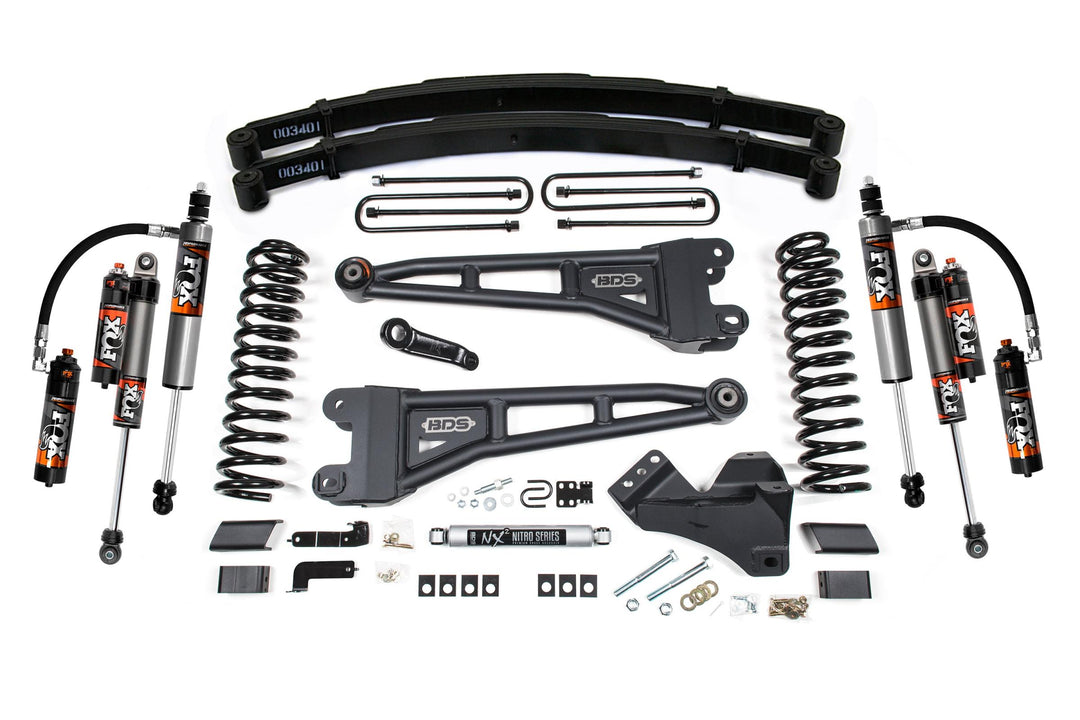 4 Inch Lift Kit w/ Radius Arm Ford F250/F350 Super Duty 17-19 4WD Diesel Leaf Springs Fox 2.5 Performance Elite Shocks BDS2233FPE