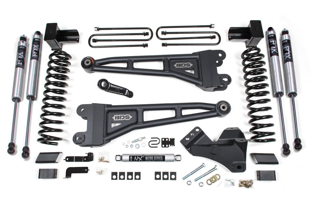 5 Inch Lift Kit w/ Radius Arm Ford F250/F350 Super Duty 23-24 4WD Gas 5 Inch Block With 2 Leaf Main Fox 2.0 Performance BDS2243FS