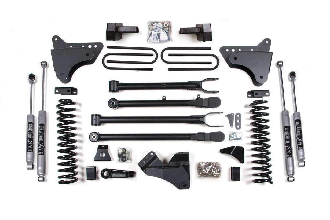 6 Inch Lift Kit w/ 4-Link Ford F250/F350 Super Duty 08-10 4WD Gas Block With Factory Overload NX2 Nitro BDS565H
