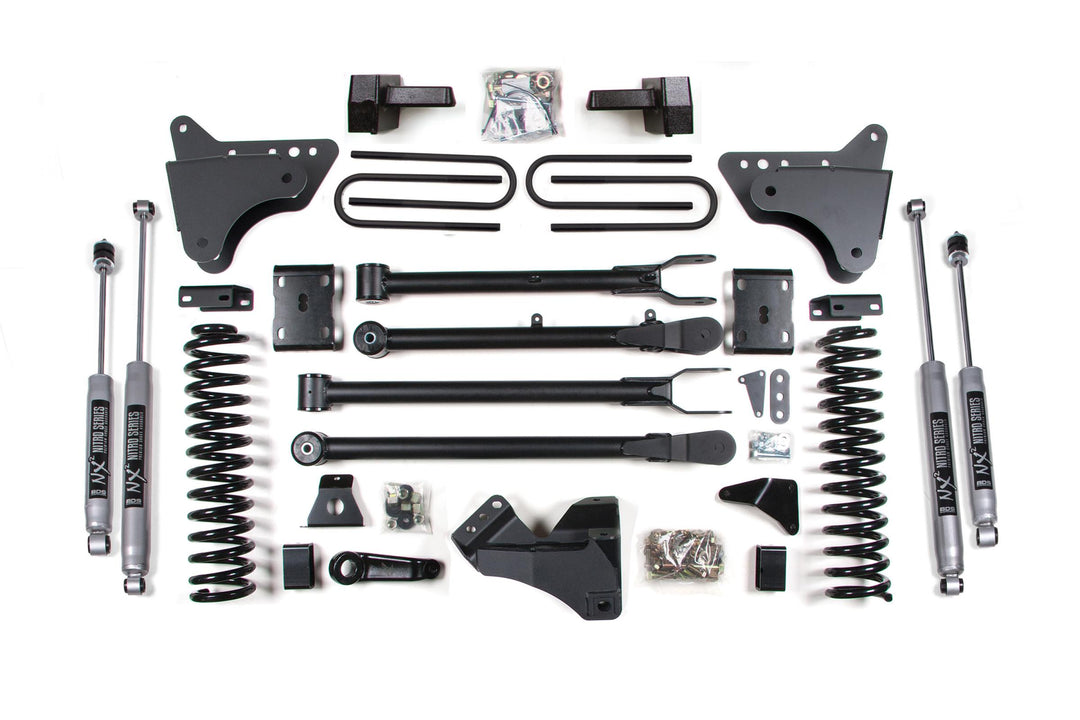 4 Inch Lift Kit w/ 4-Link Ford F250/F350 Super Duty 11-16 4WD Gas Leaf Springs FOX 2.0 Performance BDS583FS