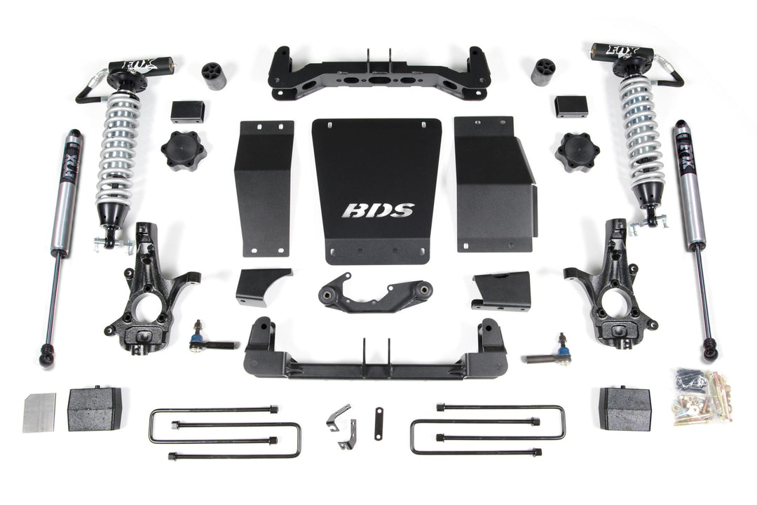6 Inch Lift Kit FOX 2.5 Coil-Over Silverado/Sierra 1500 14-18 4WD Block Kit Aluminum / Stamped Steel Fox 2.5 Performance Shocks BDS711FDSC