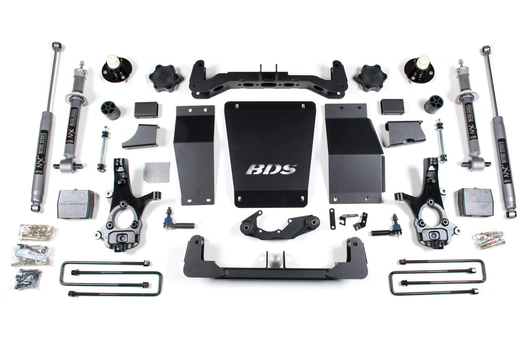 6 Inch Lift Kit Silverado/Sierra 1500 14-18 4WD Aluminum / Stamped Steel Control Arm Leaf Springs FOX 2.0 Performance BDS718FS