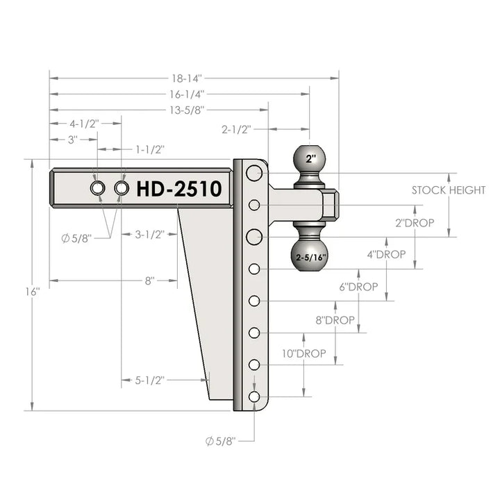 Bulletproof Hitches 2.5" Heavy Duty 10" Drop/Rise