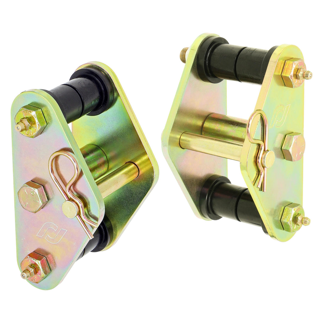 HD Leaf Spring Tow Shackles 76-86 Jeep CJ Front Includes Urethane Bushings HD Greasable Bolts Pair For Use w/ CE-9033F or CE-9033D