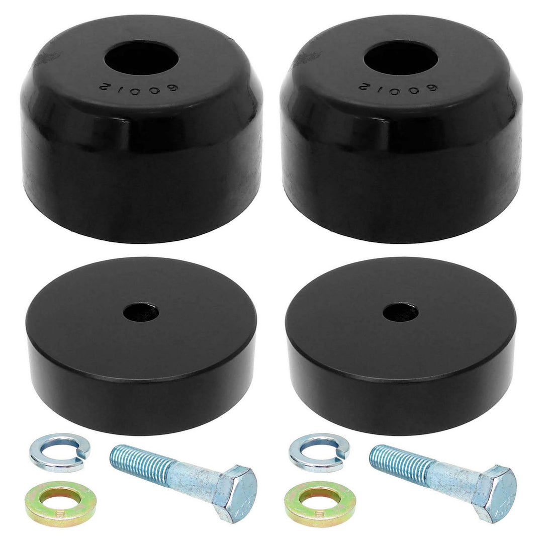 Bump Stop Kit 07-18 Wrangler JK Front Includes Billet Aluminum Spacers Urethane Bump Stops Hardware