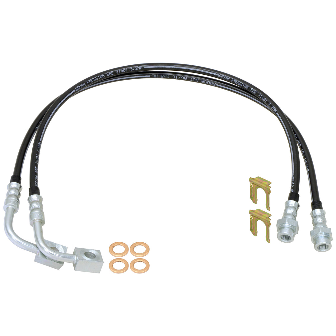 Brake Hose Kit 07-18 Wrangler JK Rear Includes Frame Tabs Clips Copper Washers For Use w/o Antirock System 23.5 Inch Long Pair