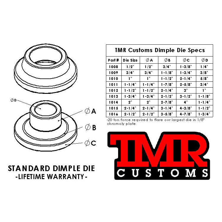 TMR Customs Dimple Die 3 Piece "Starter" Set