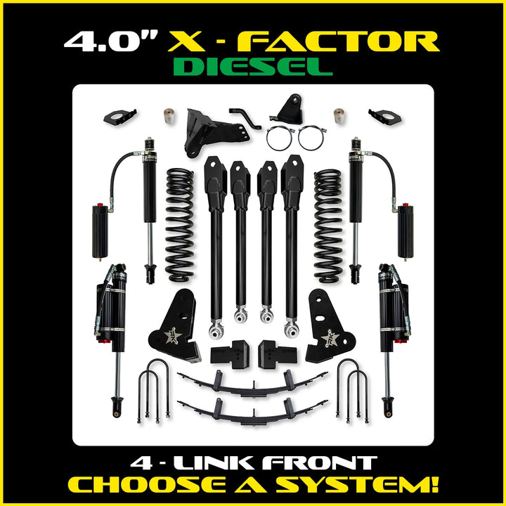 Rock Krawler 4.0 Inch X Factor System - 2017-2022 Ford F250/F350 - Diesel