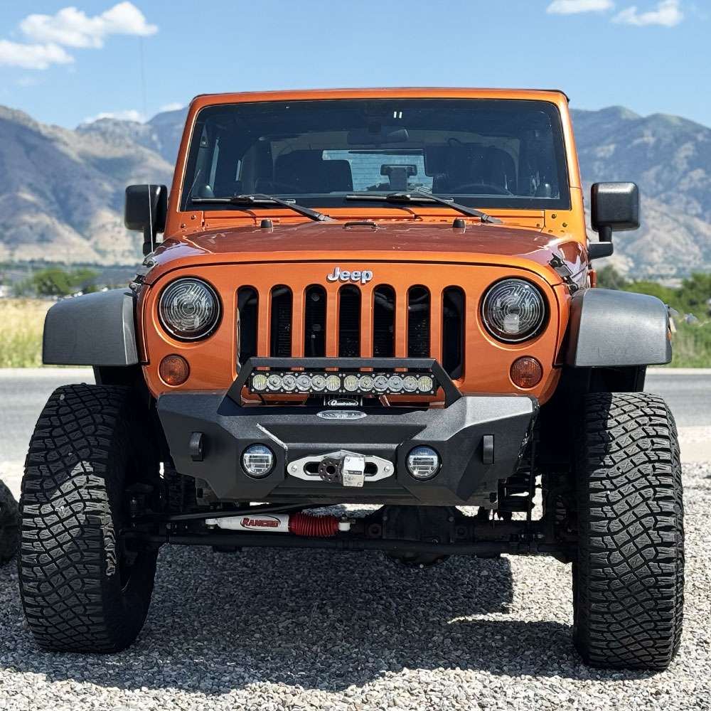Rock Slide Engineering Big Sky Aluminum Stubby Front Bumper With Winch Plate Wrangler JK