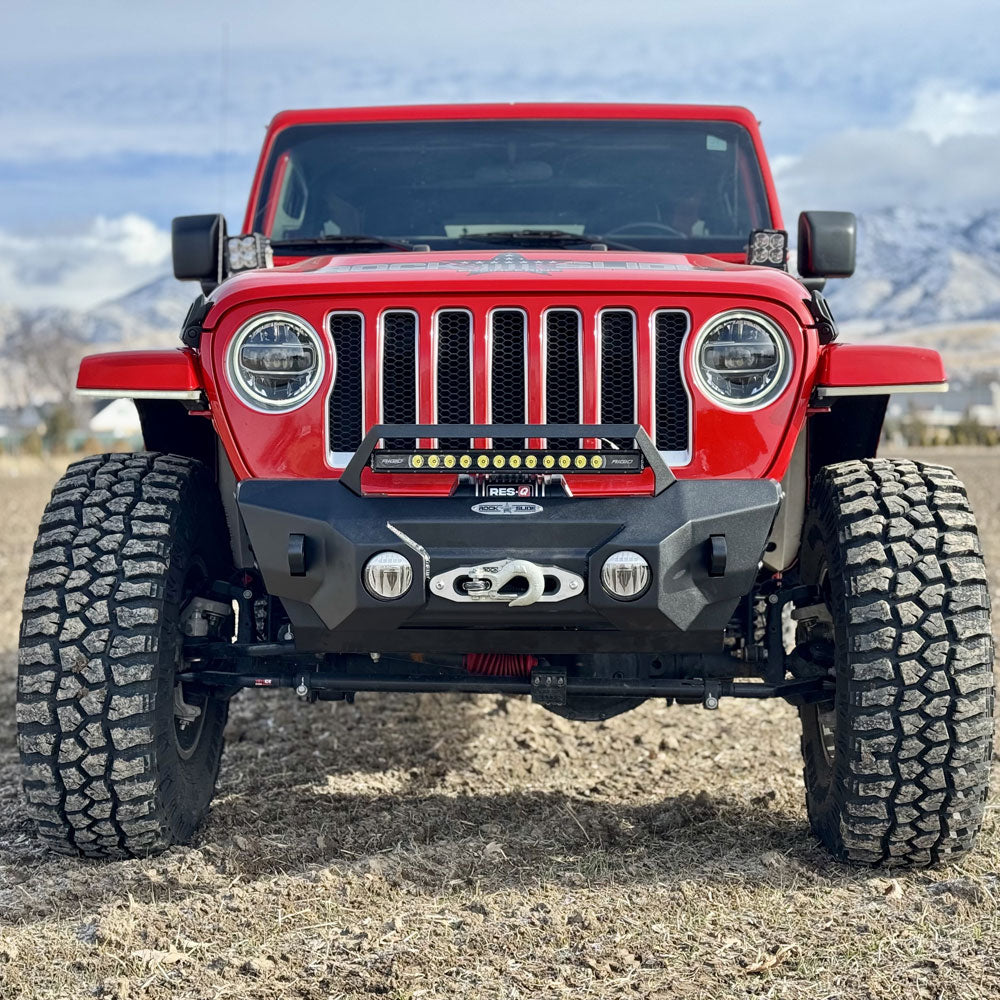 Rock Slide Engineering Appalachian Steel Stubby Front Bumper With Winch Plate Wrangler JL and Gladiator JT
