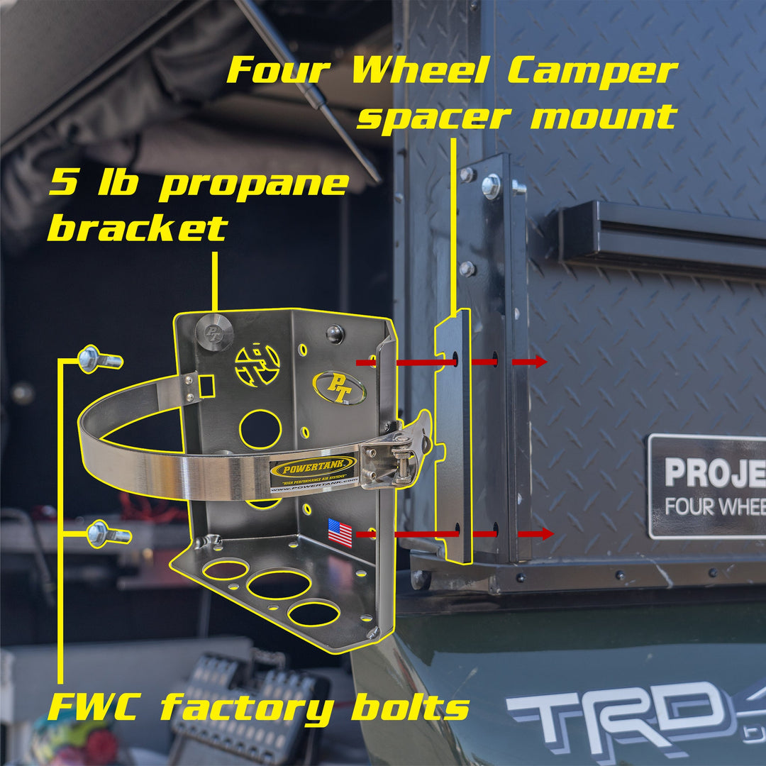 Four Wheel Camper Mount for 5 lb propane tank bracket - Skinny Pedal Racing