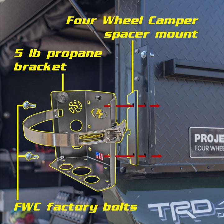 Four Wheel Camper Mount for 5 lb propane tank bracket - Skinny Pedal Racing