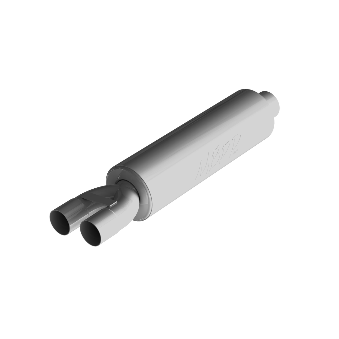 MBRP 3" Exhaust Pipe ID Inlet/Dual 2.5" ID Outlet 30" Chambered Muffler Aluminized Steel GP122107