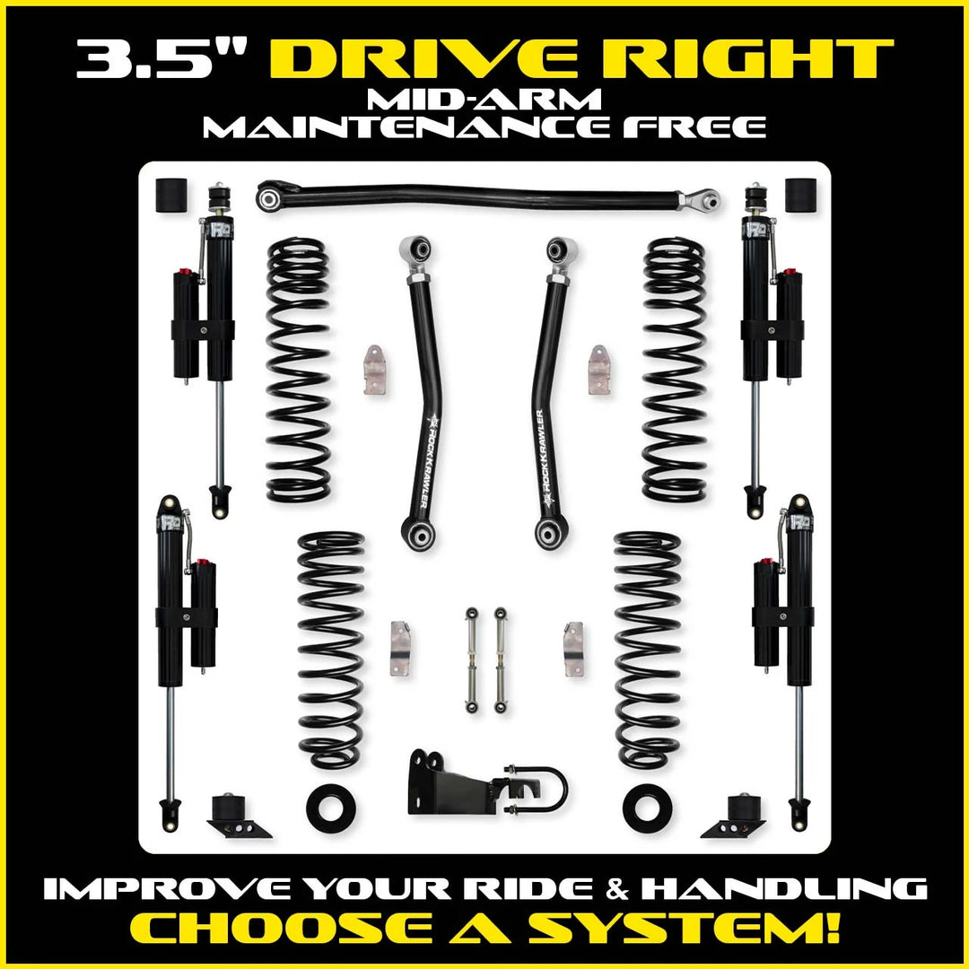 Rock Krawler 3.5 Inch Drive Right Mid-Arm System - Jeep Wrangler JKU 4-Door - kit photo