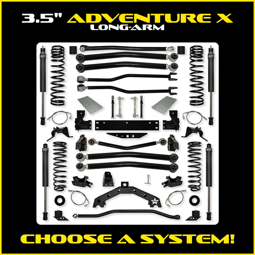 Rock Krawler 3.5 Inch Adventure-X2 Long-Arm System - Jeep Wrangler JKU 4-Door - kit photo