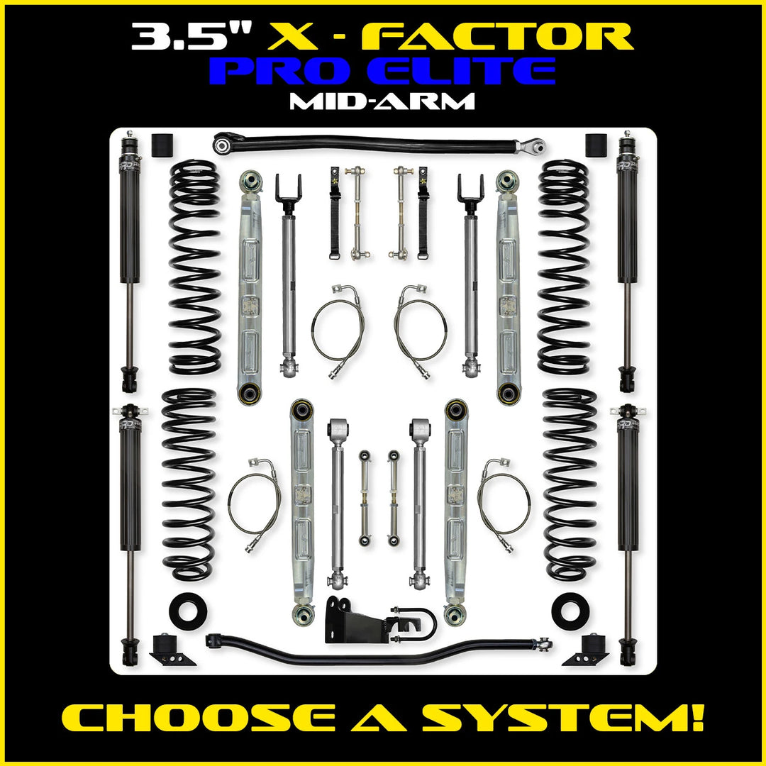 Rock Krawler 3.5 Inch X Factor Pro Elite Mid-Arm System - Jeep Wrangler JKU 4-Door - kit photo