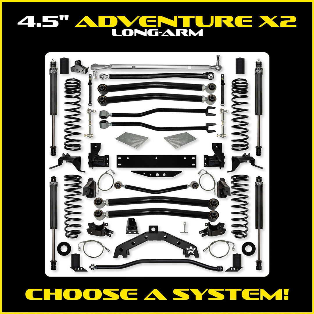Rock Krawler 4.5 Inch Adventure-X2 Long-Arm System - Jeep Wrangler JKU 4-Door - kit photo