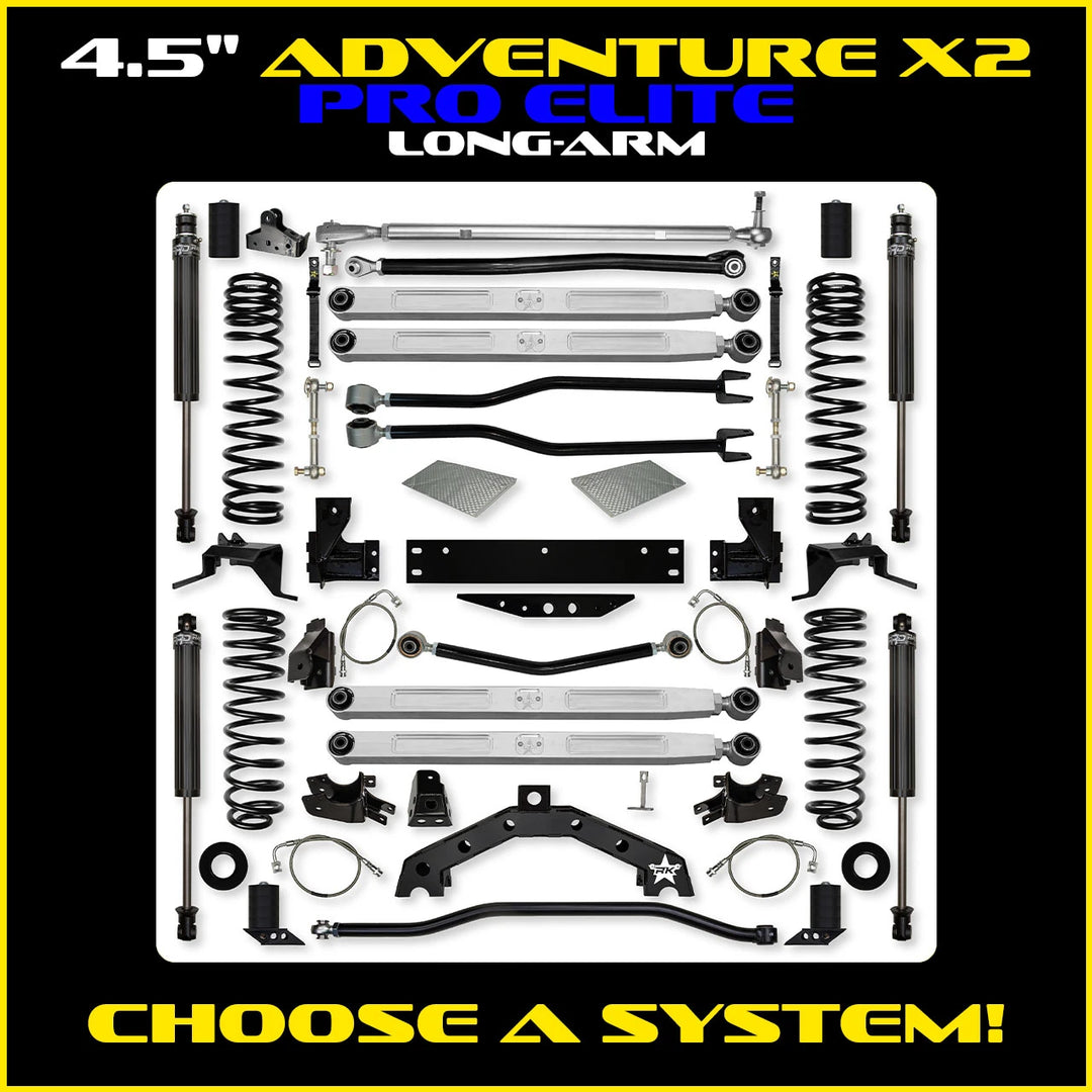 Rock Krawler 4.5 Inch Adventure-X2 Pro Elite Long-Arm - Jeep Wrangler JK 2-Door - kit photo