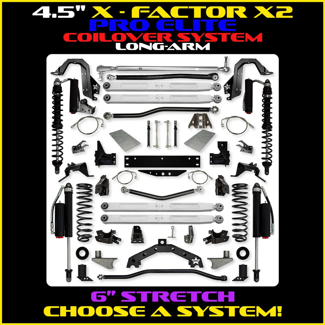 Rock Krawler 4.5 Inch X Factor X2 Pro Elite Long-Arm w/ 6 Inch Rear Stretch - Wrangler JK - coil-over package photo