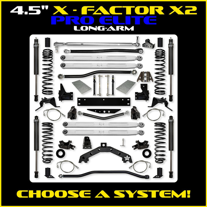 Rock Krawler 4.5 Inch X Factor X2 Pro Elite Long-Arm - Jeep Wrangler JK 2-Door - kit photo