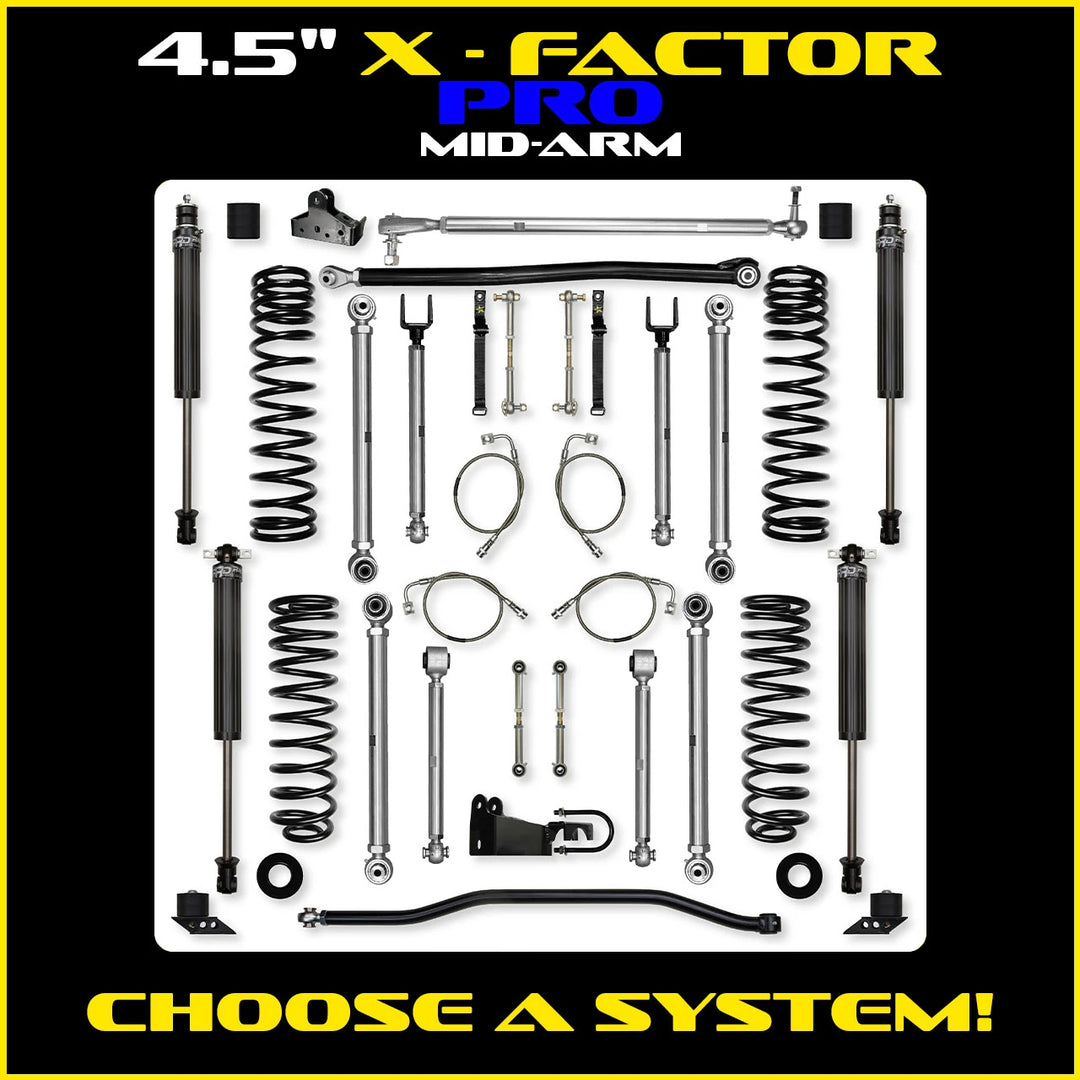 Rock Krawler 4.5 Inch X Factor Pro Aluminum Mid-Arm - Jeep Wrangler JK 2-Door - kit photo