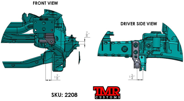 TMR Customs JK 1 TON Swap - Frame Track Bar Bracket - FRONT