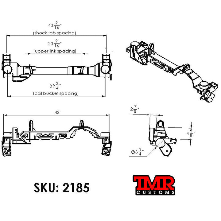 TMR Customs JK, JL, JT 1 TON Axle Swap Truss - Front Dana 60