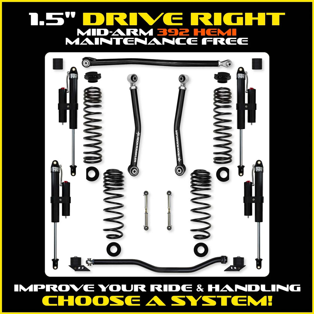 Rock Krawler 1.5 Inch Drive Right System - Jeep Wrangler JLU 392 - kit layout
