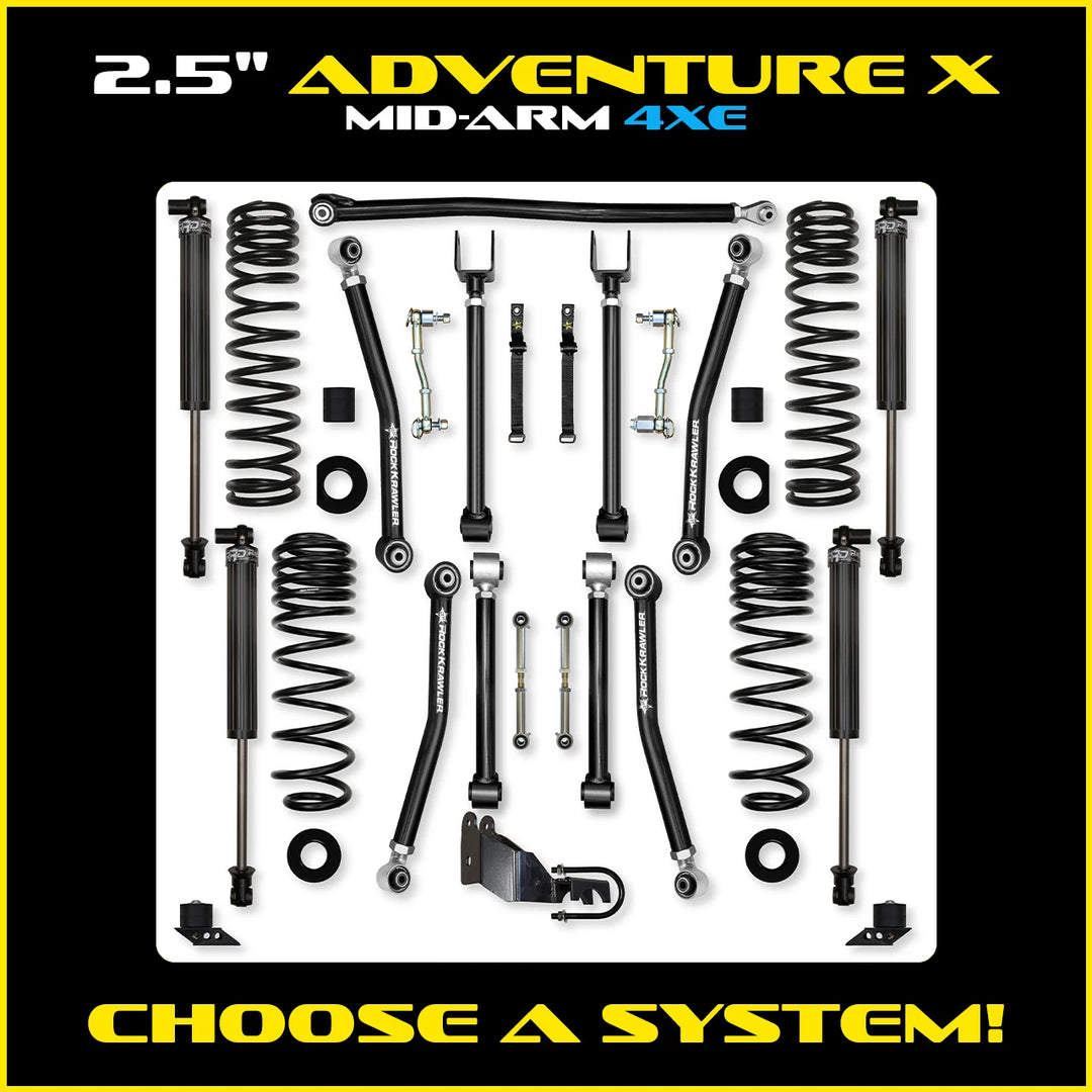 Rock Krawler 2.5 Inch Adventure X System - Jeep Wrangler JLU 4xe - kit layout