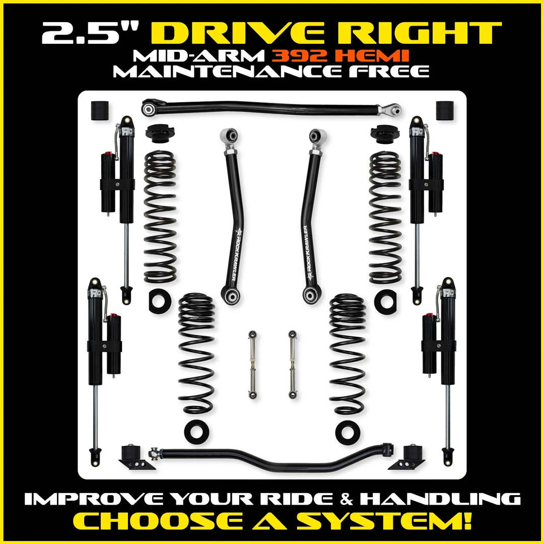 Rock Krawler 2.5 Inch Drive Right System - Jeep Wrangler JLU 392 - kit layout