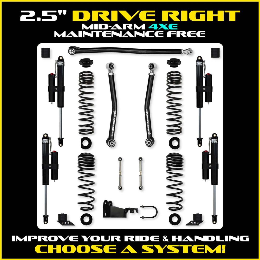 Rock Krawler 2.5 Inch Drive Right System - Jeep Wrangler JLU 4xe - kit layout