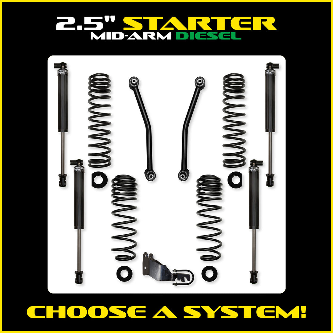 Rock Krawler 2.5 Inch Starter System - Jeep Wrangler JLU Diesel - kit layout