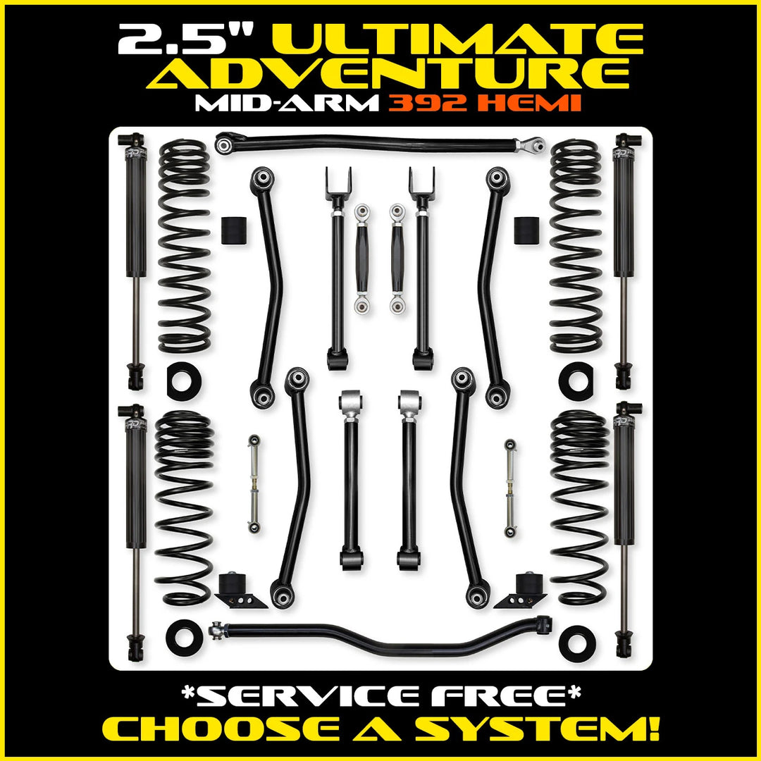 Rock Krawler 2.5 Inch Ultimate Adventure System - Jeep Wrangler JLU 392 - kit layout