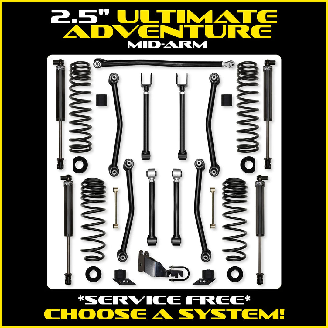Rock Krawler 2.5 Inch Ultimate Adventure System - Jeep Wrangler JL 2-Door - kit layout