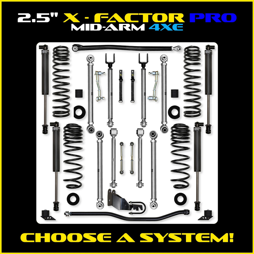 Rock Krawler 2.5 Inch X Factor Pro System - Jeep Wrangler JLU 4xe - kit layout