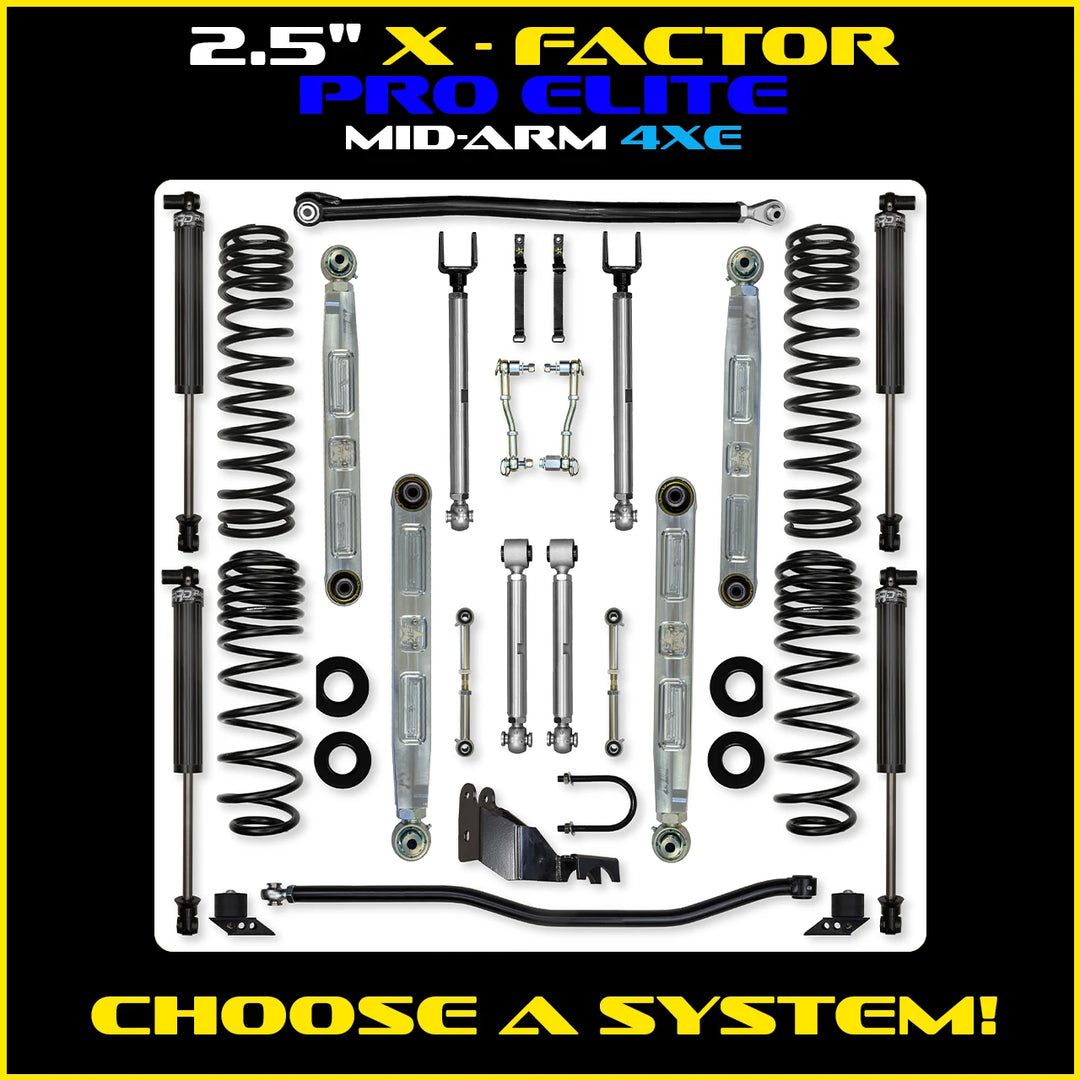 Rock Krawler 2.5 Inch X Factor Pro Elite System - Jeep Wrangler JLU 4xe - kit layout