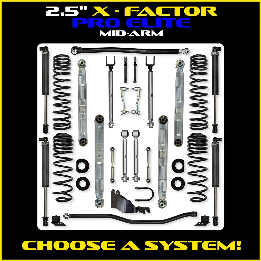 Rock Krawler 2.5 Inch X Factor Pro Elite System - Jeep Wrangler JL 2-Door - kit layout