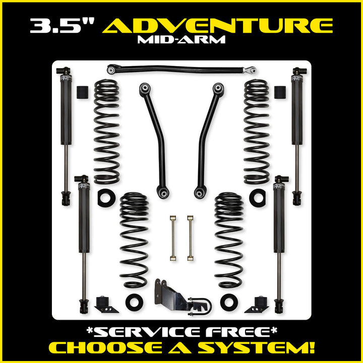 Rock Krawler 3.5 Inch Adventure Mid Arm System - 2018+ Jeep Wrangler JLU 4-Door - kit photo