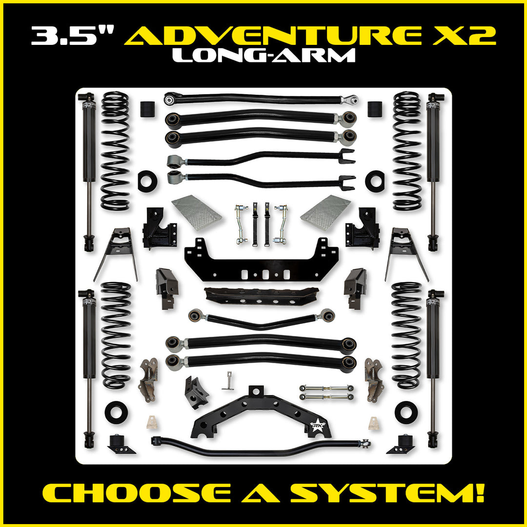 Rock Krawler 3.5 Inch Adventure X2 Long Arm System - Jeep Wrangler JLU 4-Door