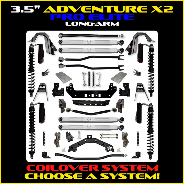 Rock Krawler 3.5 Inch Adventure X2 Pro Elite Long Arm System - Jeep JLU 4-Door - kit photo 2