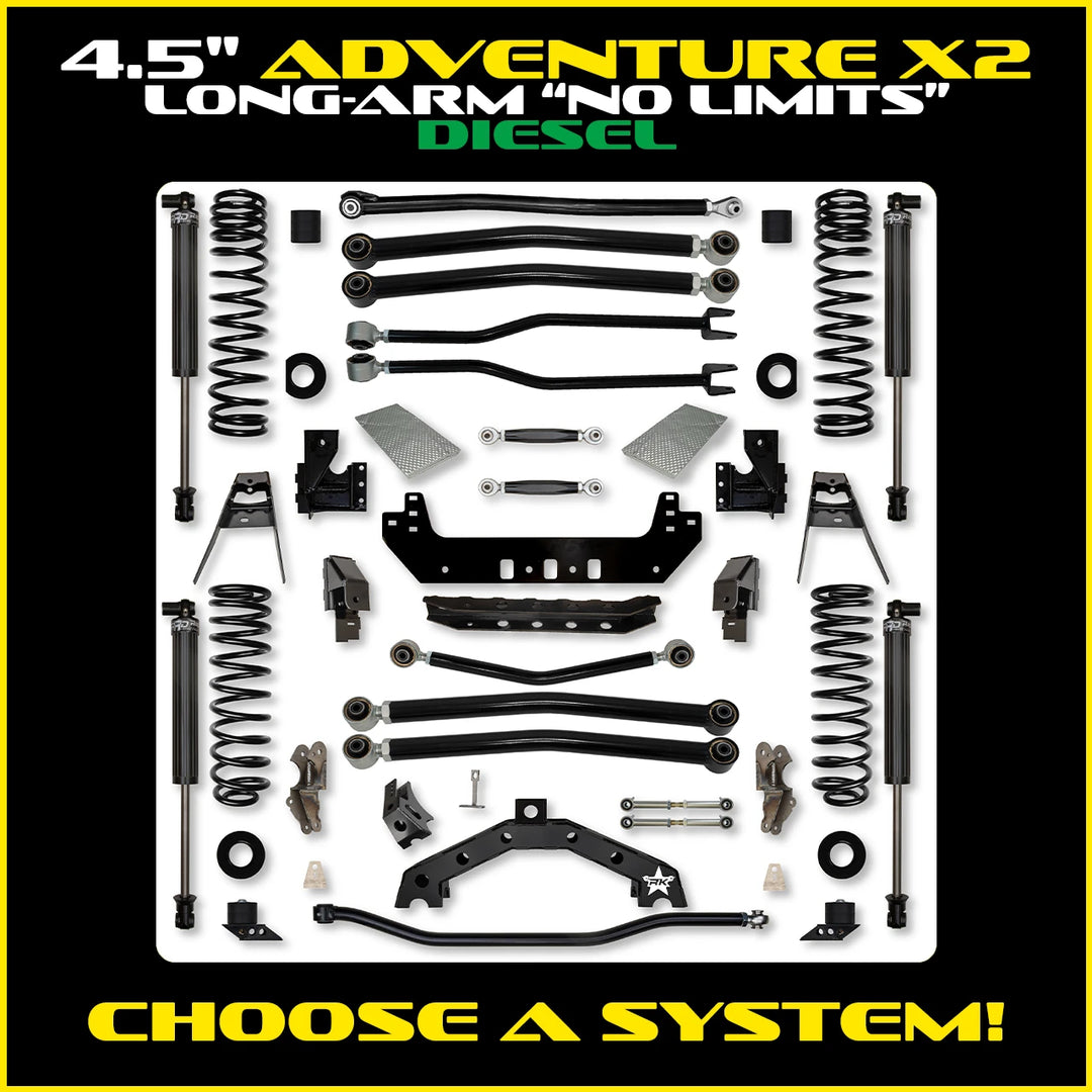 Rock Krawler 4.5 Inch Adventure X2 No Limits Long Arm - Jeep Wrangler JLU Diesel