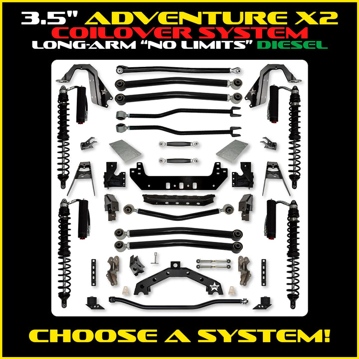 Rock Krawler 3.5 Inch Adventure X2 No Limits Long Arm System - Jeep Wrangler JLU Diesel - photo 2