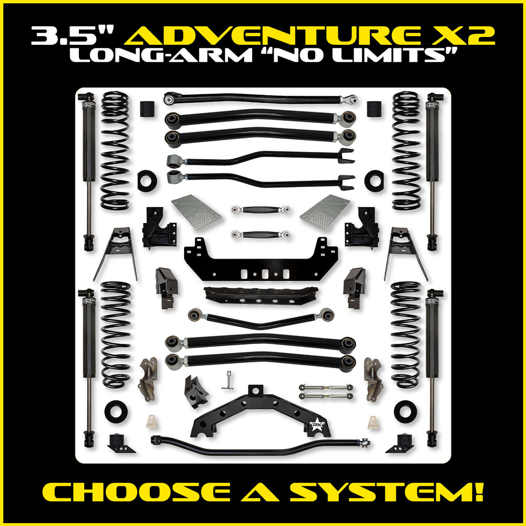 Rock Krawler 3.5 Inch Adventure X2 No Limits Long Arm System - Jeep Wrangler JL 2-Door