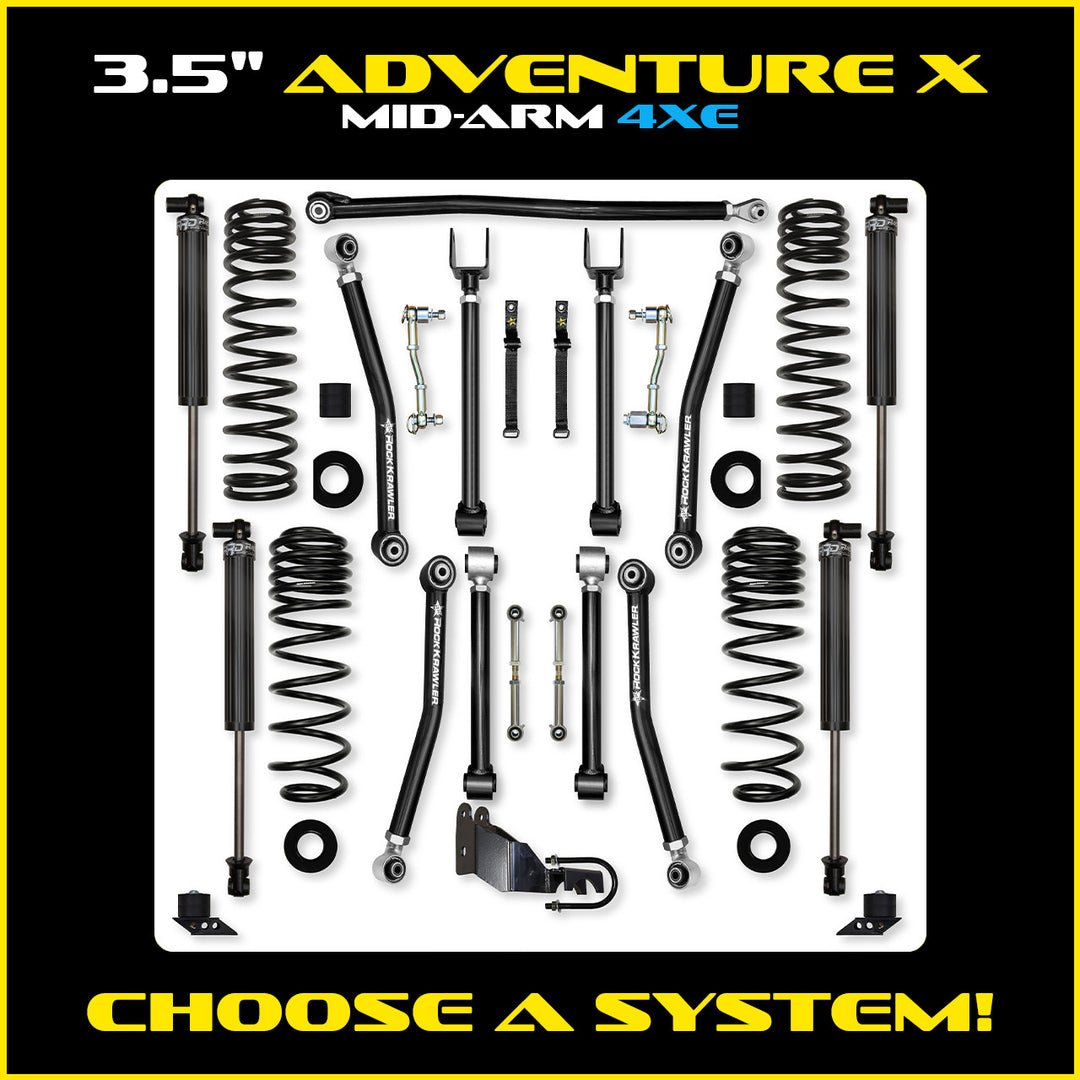 Rock Krawler 3.5 Inch Adventure X Mid-Arm System - Jeep Wrangler JLU 4xe