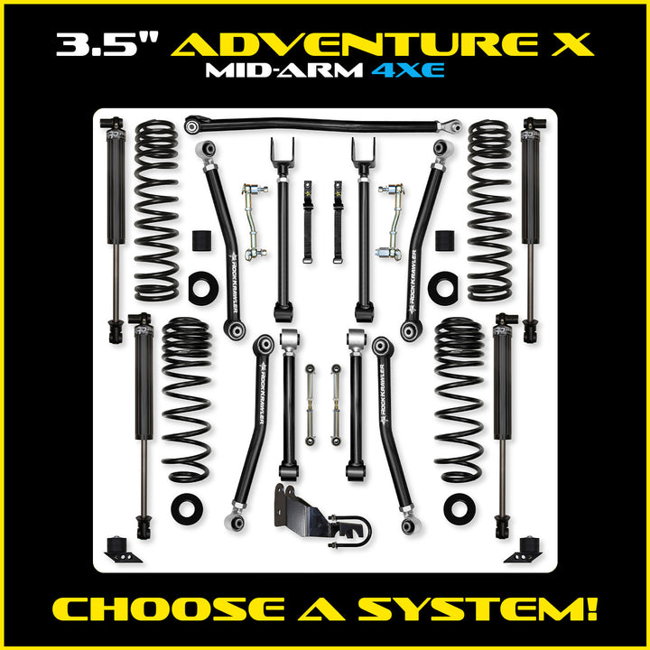 Rock Krawler 3.5 Inch Adventure X Mid-Arm System - Jeep Wrangler JLU 4xe